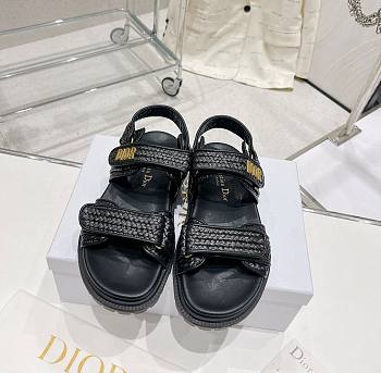 Fortok Dior Dioract Sandal Black Braided Raffia