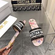 Fortok Dior Dway Slides Pink Multicolor Embroidered Cotton - 6