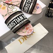 Fortok Dior Dway Slides Pink Multicolor Embroidered Cotton - 5