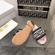 Fortok Dior Dway Slides Pink Multicolor Embroidered Cotton - 2