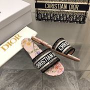 Fortok Dior Dway Slides Pink Multicolor Embroidered Cotton - 3