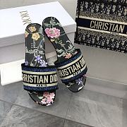 Fortok Dior Dway Slides Black Multicolor Embroidered Cotton - 1