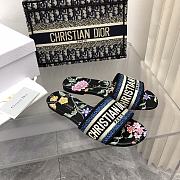 Fortok Dior Dway Slides Black Multicolor Embroidered Cotton - 6