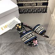Fortok Dior Dway Slides Black Multicolor Embroidered Cotton - 3