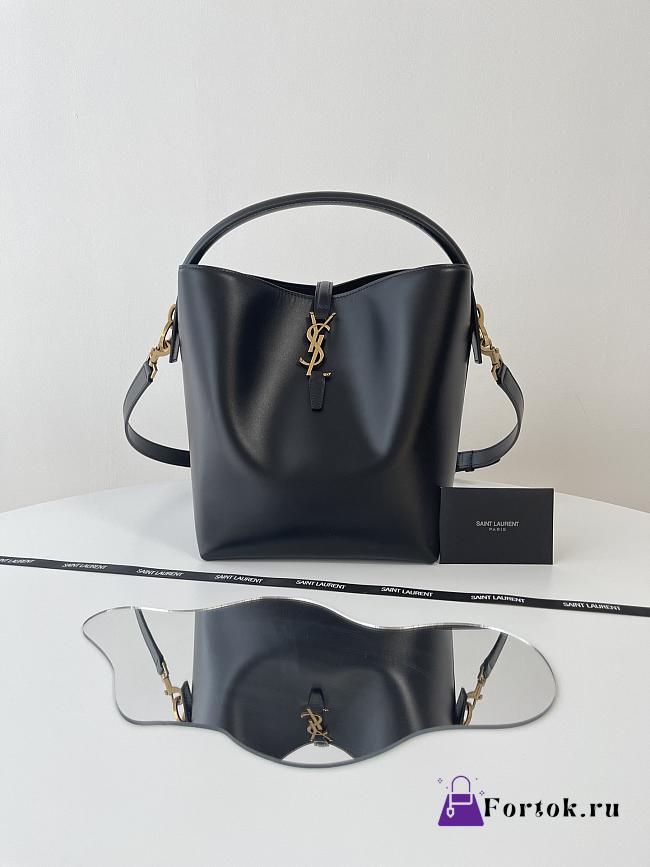 Fortok Saint Laurent Le37 Bucket Bag Black Shiny Leather - 1