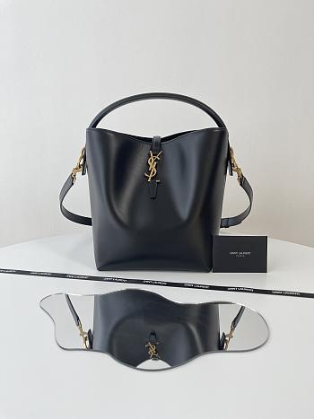 Fortok Saint Laurent Le37 Bucket Bag Black Shiny Leather