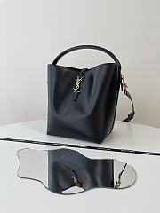 Fortok Saint Laurent Le37 Bucket Bag Black Shiny Leather - 3