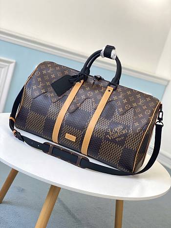 Fortok Louis Vuitton Keepall Bandoulière 50 Damier Ebene Canvas Bag