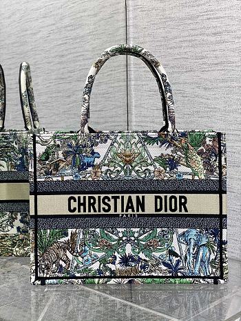 Fortok Dior Book Tote White Multicolor Étoile de Voyage Embroidery Bag