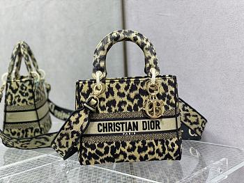 Fortok Dior Lady Leopard Print Embroidery Bag 24cm