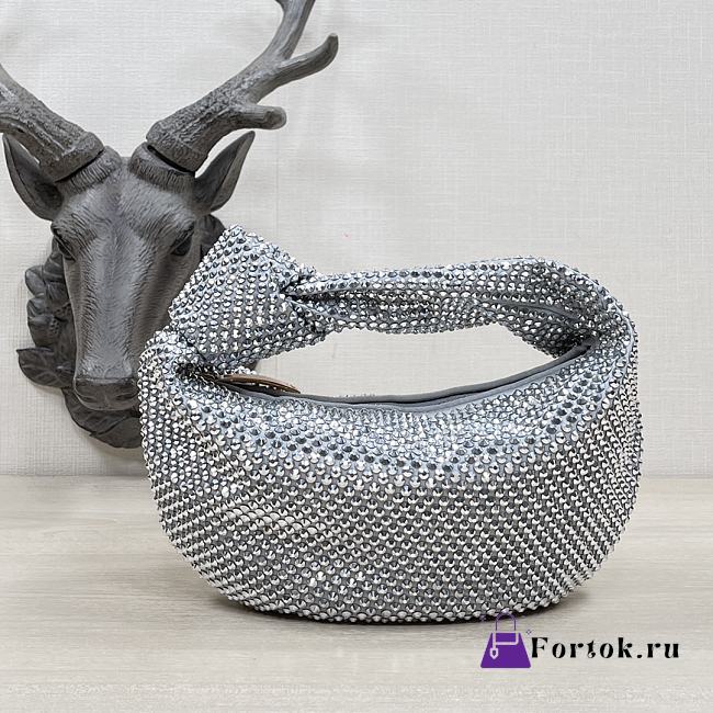 Fortok Bottega Veneta Jodie Bag Silver With Diamonds 28x23x8cm - 1