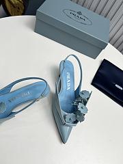 Fortok Prada Flower Pumps Blue - 4