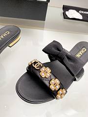 Fortok Chanel Gold Camellia Slides Black - 3