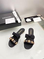 Fortok Chanel Gold Camellia Slides Black - 5
