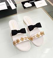 Fortok Chanel Gold Camellia Slides White - 1