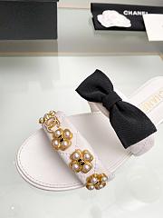 Fortok Chanel Gold Camellia Slides White - 6