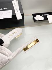 Fortok Chanel Gold Camellia Slides White - 5