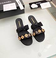 Fortok Chanel Gold Camellia Slides Black - 1