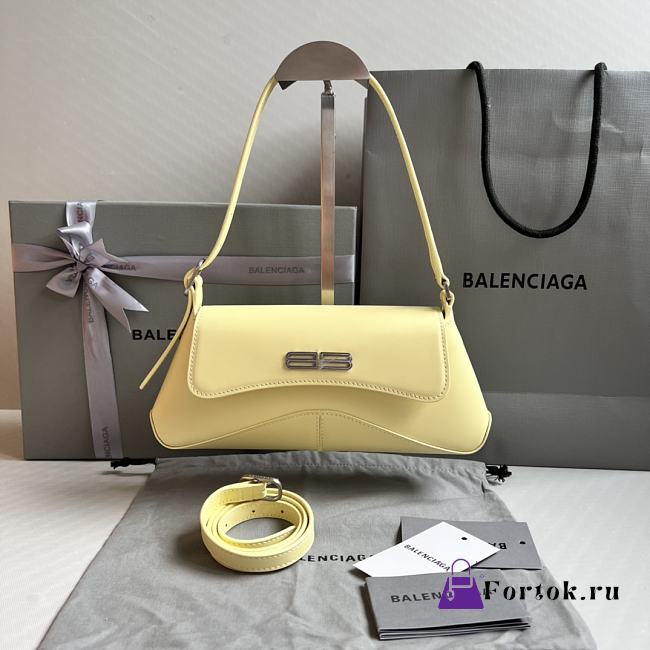 Fortok Balenciaga XX Flap Leather Shoulder Bag Yellow 27x4.8x15.5cm - 1