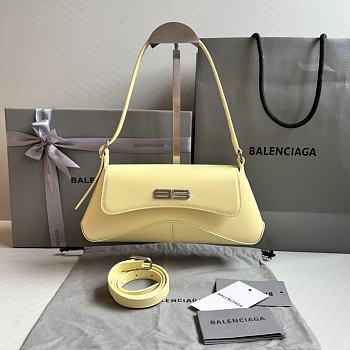 Fortok Balenciaga XX Flap Leather Shoulder Bag Yellow 27x4.8x15.5cm