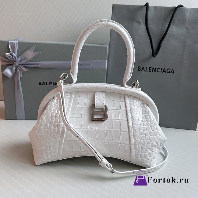 Fortok Balenciaga Editor Hourglass Crocodile Pattern Bag White 27x15.5x11cm - 1