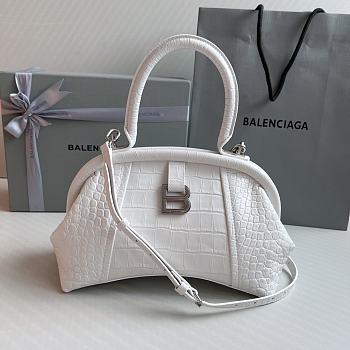 Fortok Balenciaga Editor Hourglass Crocodile Pattern Bag White 27x15.5x11cm