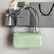 Fortok Balenciaga Gossip Flap Bag Crocodile Embossed Leather Green - 6