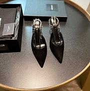 Fortok Saint Laurent 2022 High-Heeled Sandals Black Silver Hardware - 1