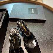Fortok Saint Laurent 2022 High-Heeled Sandals Black Silver Hardware - 3