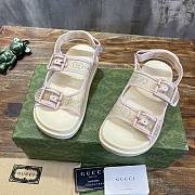 Fortok Gucci Beaded Mesh Flatform Sandals Beige - 1
