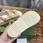 Fortok Gucci Beaded Mesh Flatform Sandals Beige - 5