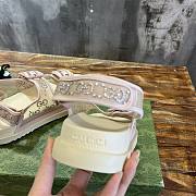 Fortok Gucci Beaded Mesh Flatform Sandals Beige - 3