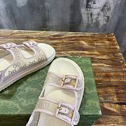 Fortok Gucci Beaded Mesh Flatform Sandals Beige - 2