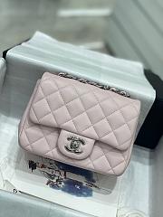 Fortok Chanel Classic Flap Bag Pink Silver Hardware 17cm - 1