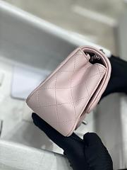 Fortok Chanel Classic Flap Bag Pink Silver Hardware 17cm - 6