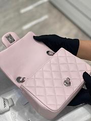 Fortok Chanel Classic Flap Bag Pink Silver Hardware 17cm - 5