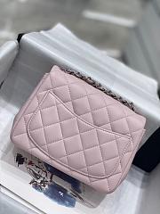 Fortok Chanel Classic Flap Bag Pink Silver Hardware 17cm - 3