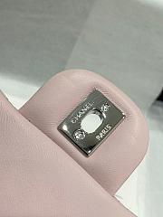 Fortok Chanel Classic Flap Bag Pink Silver Hardware 17cm - 2