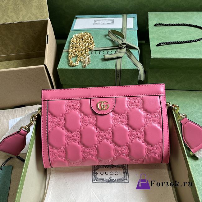 Fortok Gucci Matelasse Shoulder Bag Pink 26x17.5x8cm - 1