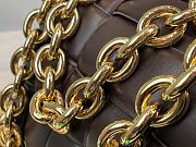 Fortok Bottega Veneta Chain Cassette Padded Intreccio Shoulder Bag Brown - 5