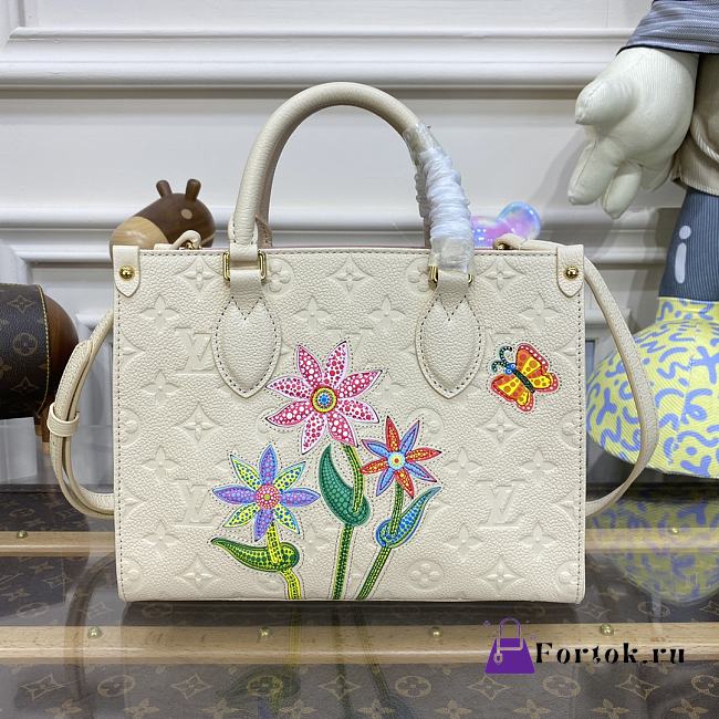 Fortok Louis Vuitton x YK OnTheGo Flower Bag White M21732 25x19x11.5cm - 1