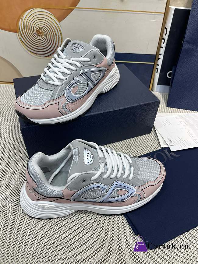 Fortok Dior B30 Sneaker Gray Mesh and Light Pink and Gray Technical Fabric - 1