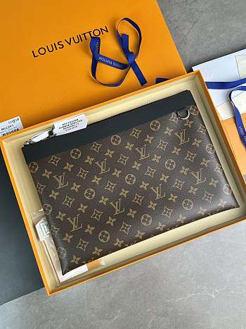 Fortok Louis Vuitton Discovery Pochette Monogram Mascassar Canvas Clutch 34x25x2cm