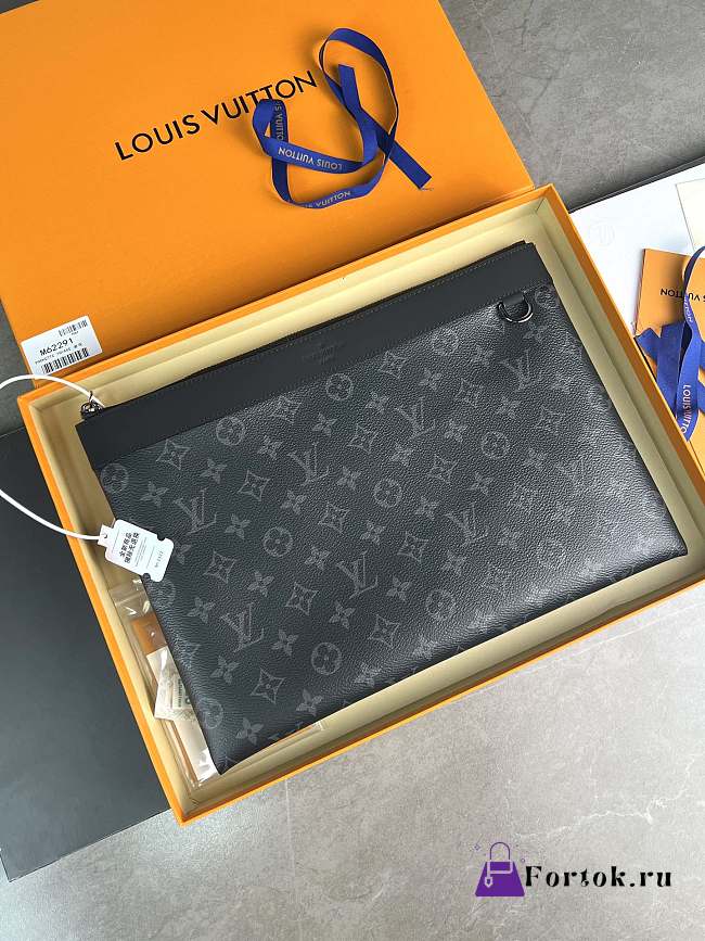 Fortok Louis Vuitton Discovery Pochette Monogram Eclipse Canvas Clutch 34x25x2cm - 1