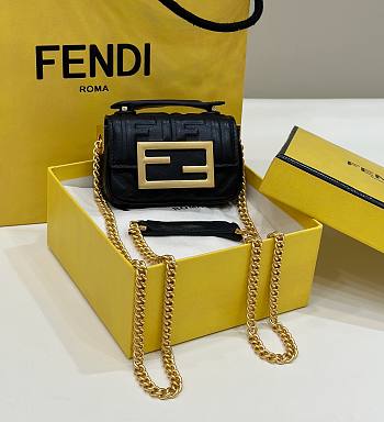 Fortok Fendi Nano Baguette Bag Black 8603 11x3x7cm