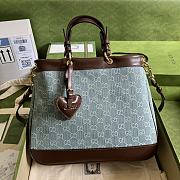 Fortok Gucci Valentine GG Denim Top Handle Bag Brown 34x28x12cm - 1