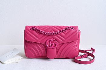 Fortok Gucci GG Marmont Shoulder Bag Pink 26x15x7cm