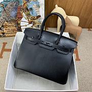 Fortok Hermes Birkin Box Leather Bag Black 30cm  - 1