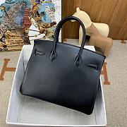 Fortok Hermes Birkin Box Leather Bag Black 30cm  - 6