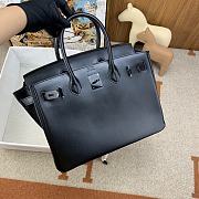 Fortok Hermes Birkin Box Leather Bag Black 30cm  - 4